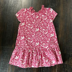 Mini Boden burgundy dress with flying white animals